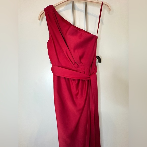 Ted Baker Red Asymmetrical Ruched Cocktail Dress - Picture 4 of 9